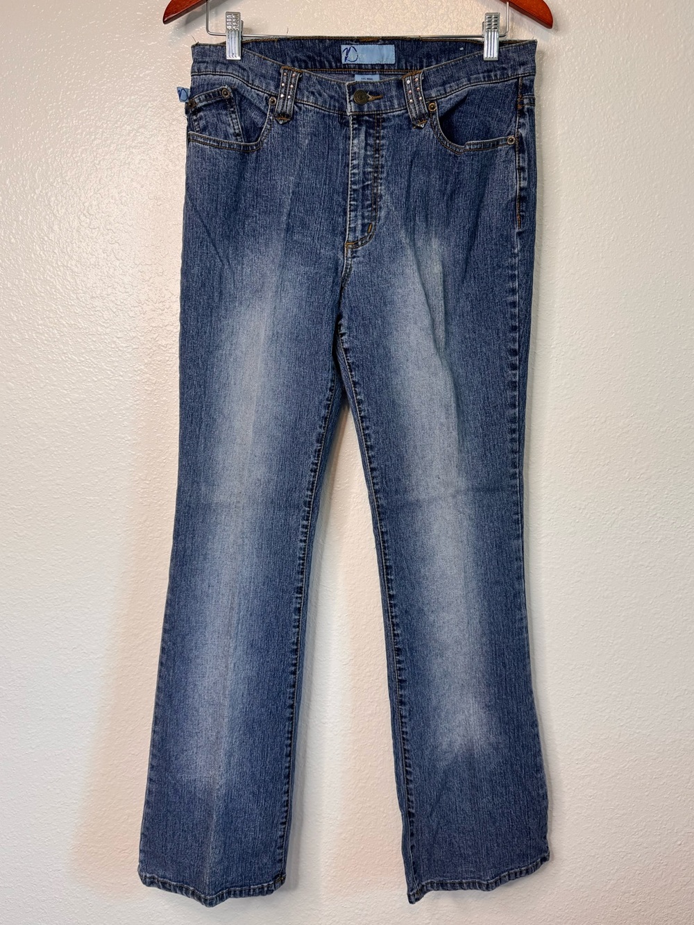 Vintage Y2K 2000s Embellished Pink & Black Duplex Straight Light Denim Jeans 12